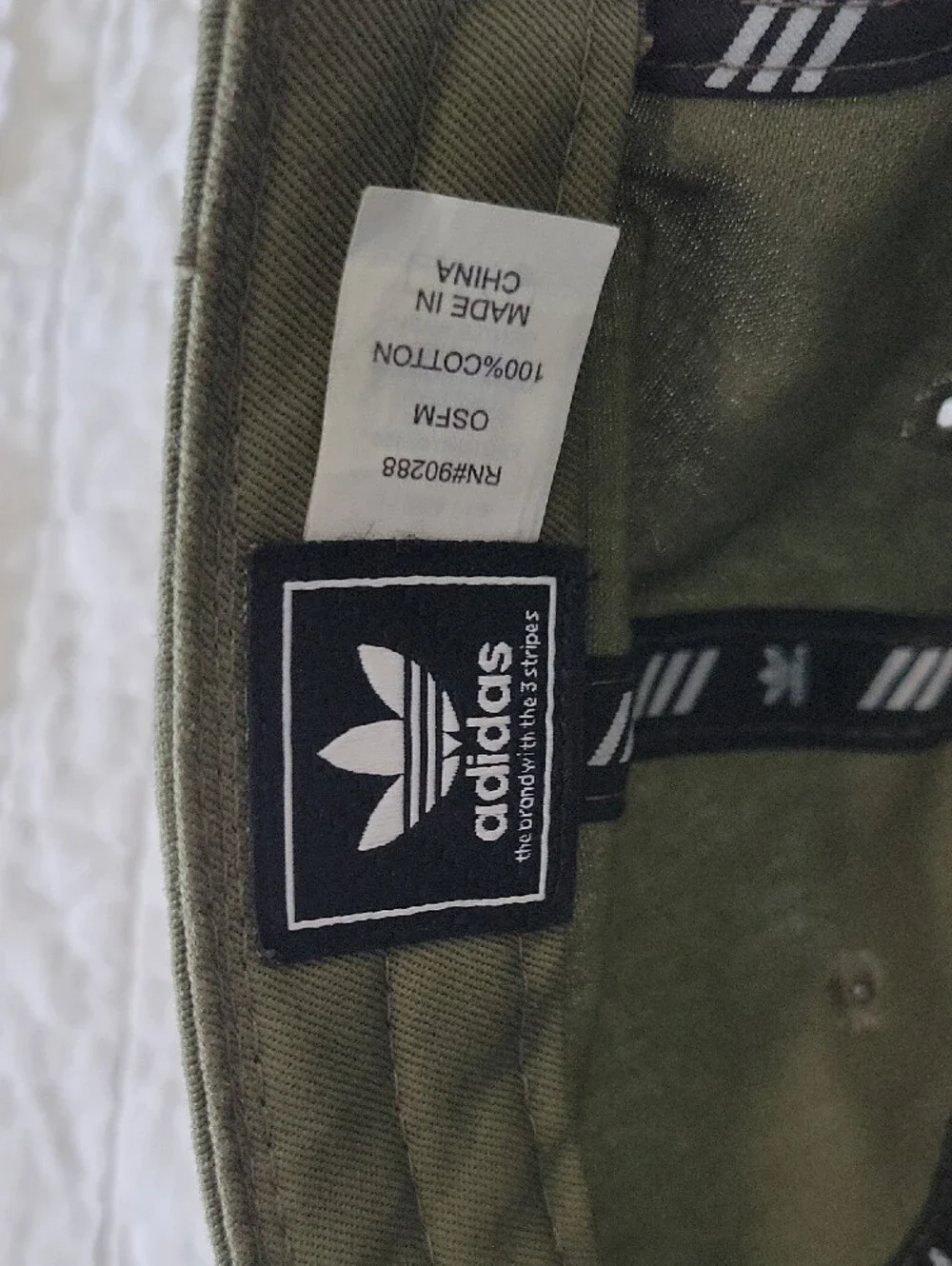 adidas Hat Olive Green & White Trefoil Logo Adjustable NWOT